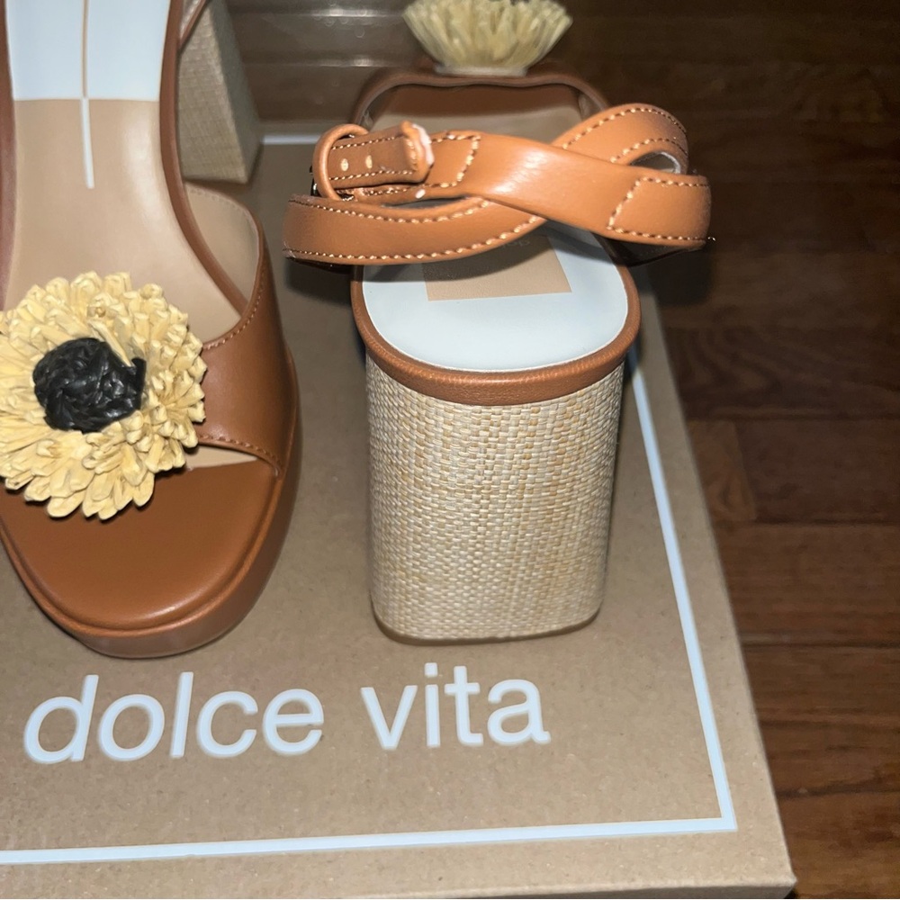 Dolce Vita Paulos Platform Sandals Saddle Stella Tan Women’s 10 Floral Accent - Picture 8 of 11